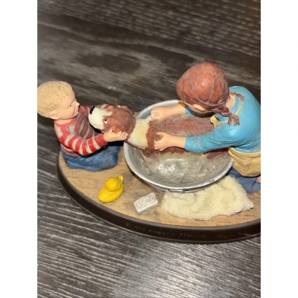 Splish Splash Kids Dog Wash Figurine 1990 Norman Rockwell‎ Age of Wonder